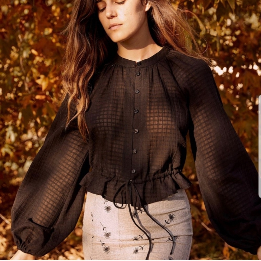 Christy Dawn The Josephine Blouse in Noir Waffle